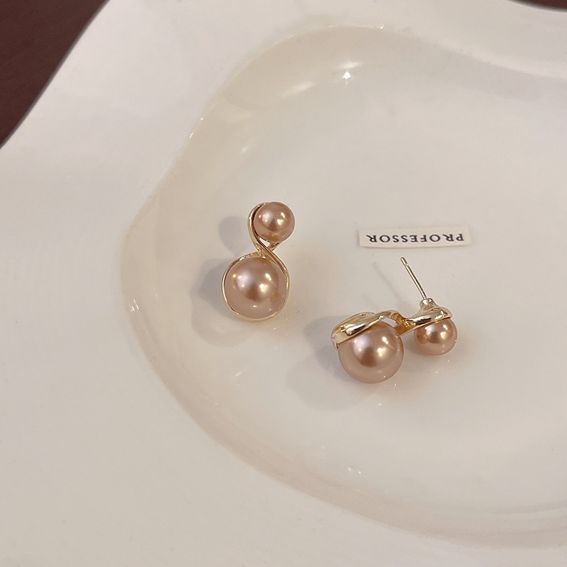 Anting S925 Silver Needle Hias Mutiara Champagne Gaya Vintage Untuk Wanita