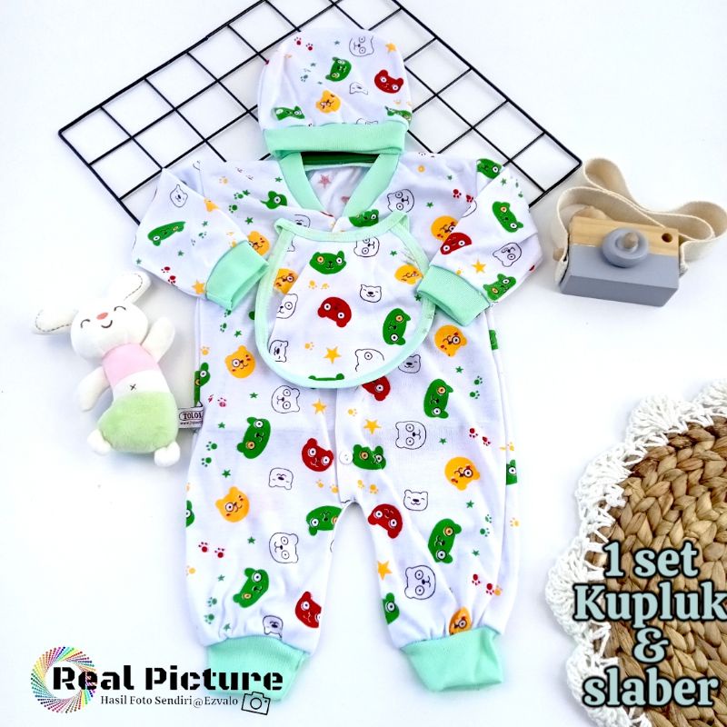 set baju kodok bayi jumper 0-3 bulan