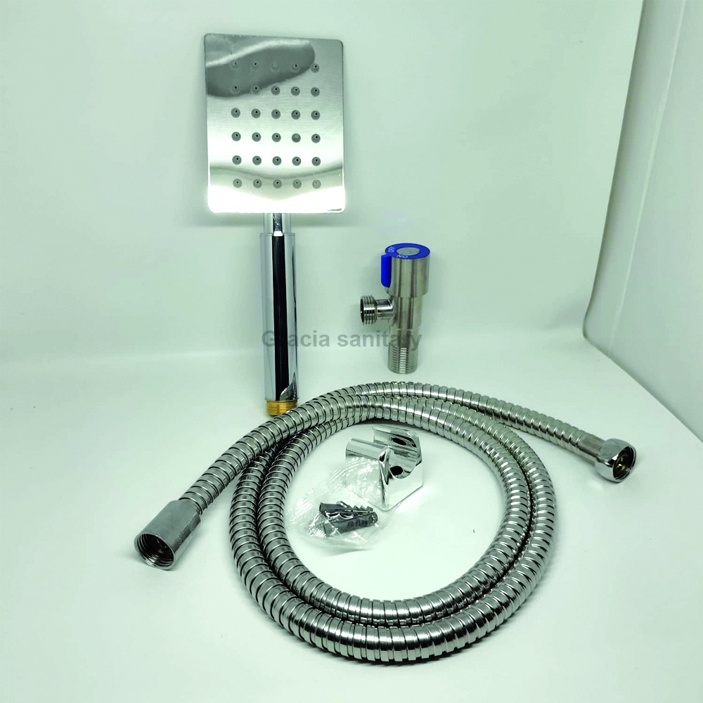 Paket Hand Shower - Stop kran - Selang Shower Stainless SUS 304 /  Shower Kamar Mandi Stainless