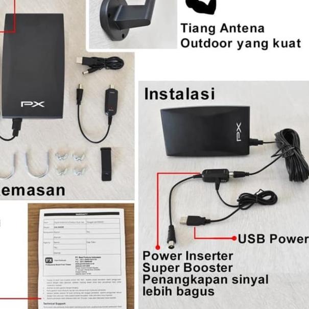 ANTENA TV DIGITAL DAN ANALOG PX DA-5400B BOOSTER INDOOR OUTDOOR