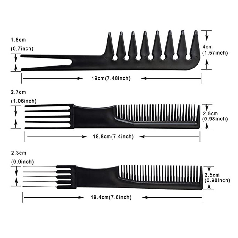 Sisir Rambut 10 Set Black Sisir 10 Bentuk Berbeda Hair Styling Comb