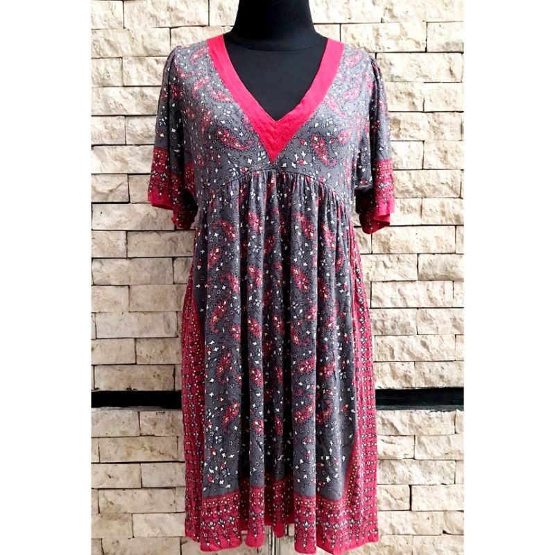 PRELOVED MANGO V NECK DRESS WOMAN ORIGINAL - MNG TERUSAN WANITA CASUAL ORI