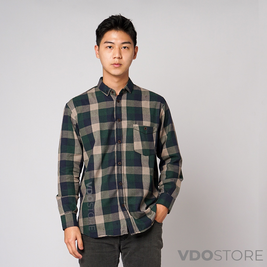 KEMEJA FLANEL PRIA JUMBO CLASSIC GREENY CREAM - XXL 3XL 4XL 5XL - KEMEJA BIG SIZE VDOSTORE LENGAN PANJANG DEWASA BAJU FLANNEL PRIA TANGAN PANJANG  LD 110 120 MOTIF KEMEJA XXL XXXL XXXXL COWOK MURAH DEWASA TEBAL OVERSIZE KUALITAS IMPORT PANEL FANEL