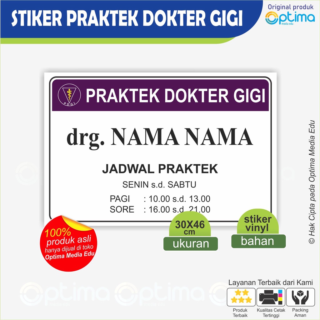 Stiker - Papan Praktek Dokter Gigi