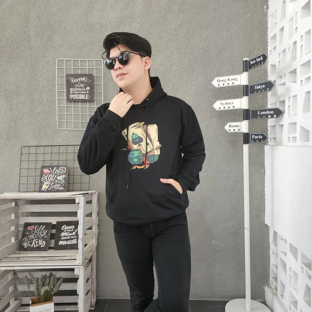 KARTU HOODIE Sweater Pria Oversize Basic Outfit Jacket Keren Gaya Santai