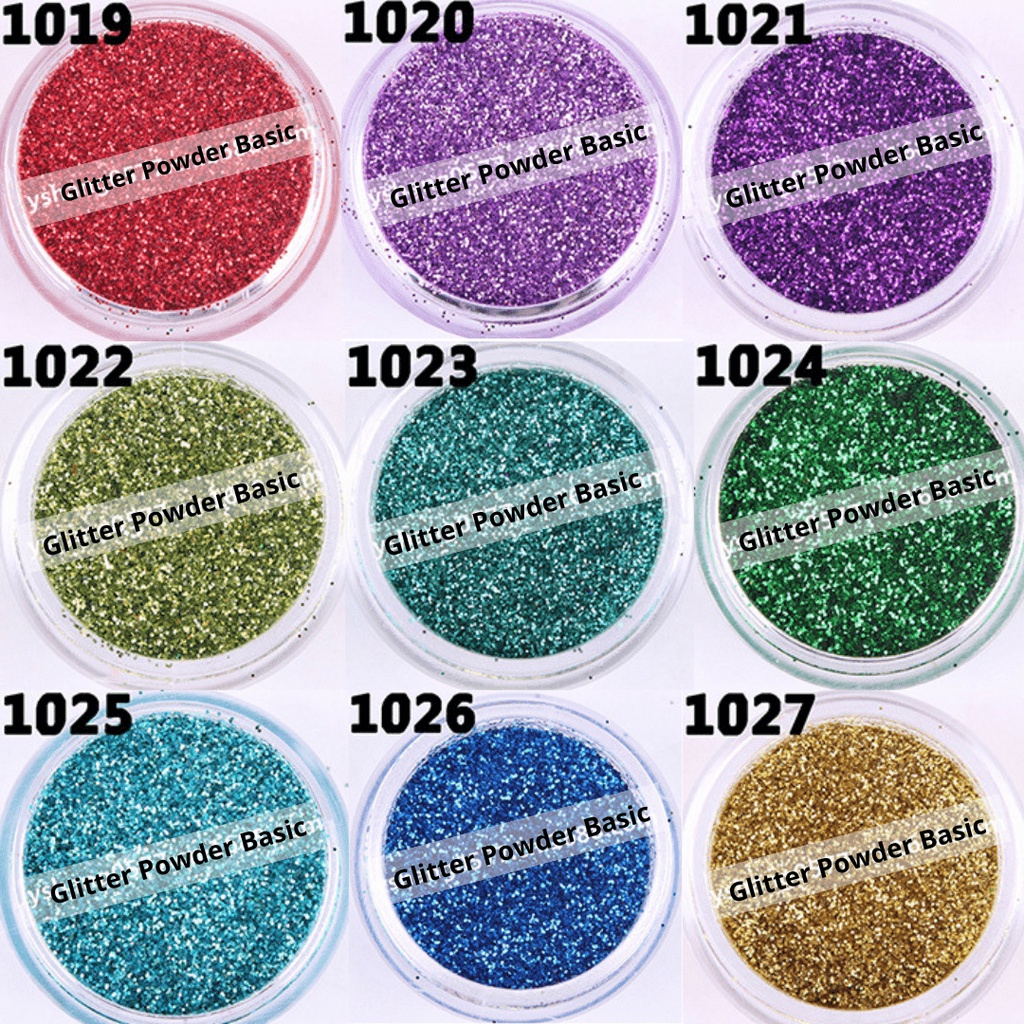 Serbuk Giltter Basic 30 Warna Decoration Nail art/ Bubuk Glitter Halus untuk Kuku