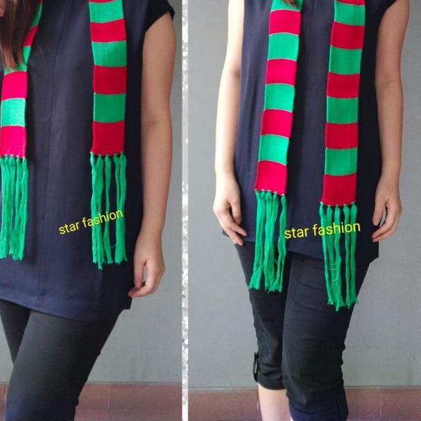 syal/syall /shawl rajut natal merah hijau kecil