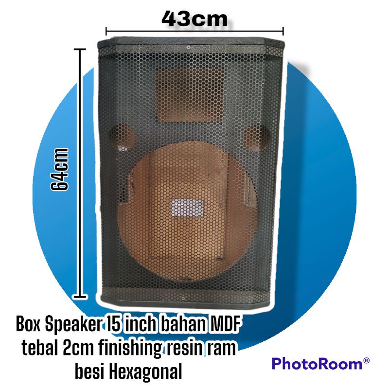 Box Speaker sidefeld 15 inch resin tekstur ram besi Hexagonal