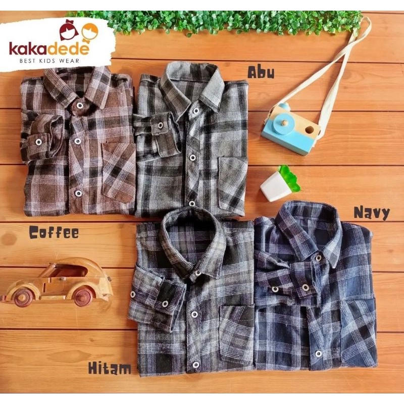 Kemeja Flanel Anak Laki-Laki Lengan Panjang Kakadede 6-14 T nabLfashion