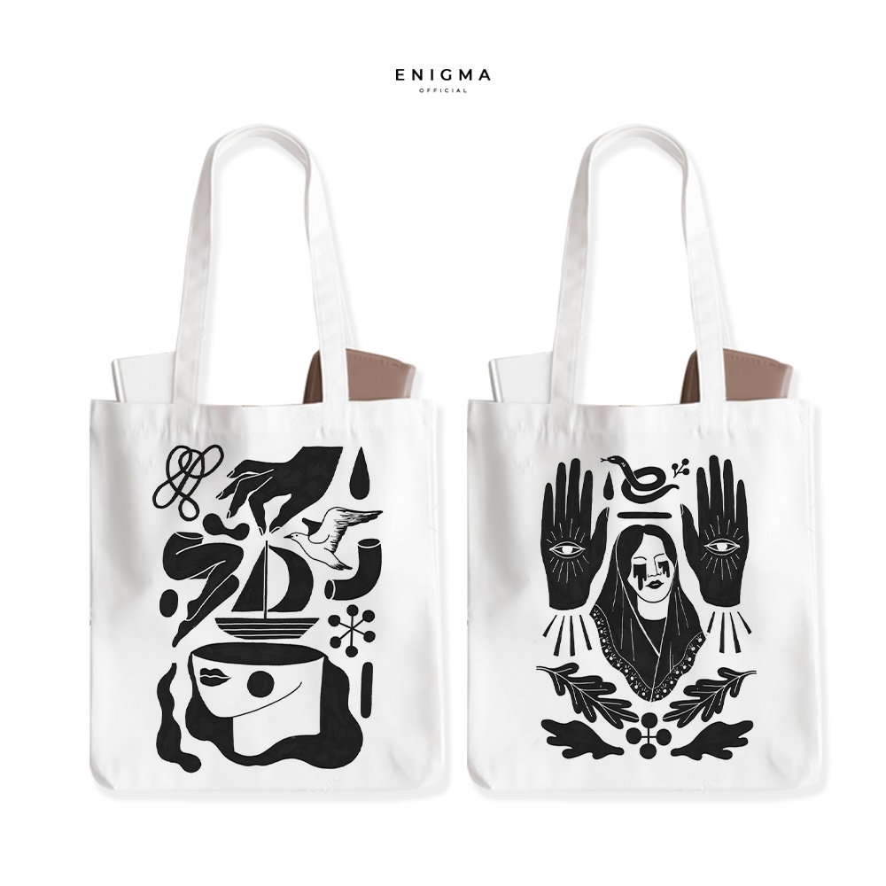 PROMO TOTEBAG KANVAS TAS WANITA AESTHETIC ORIGINAL ENIGMA