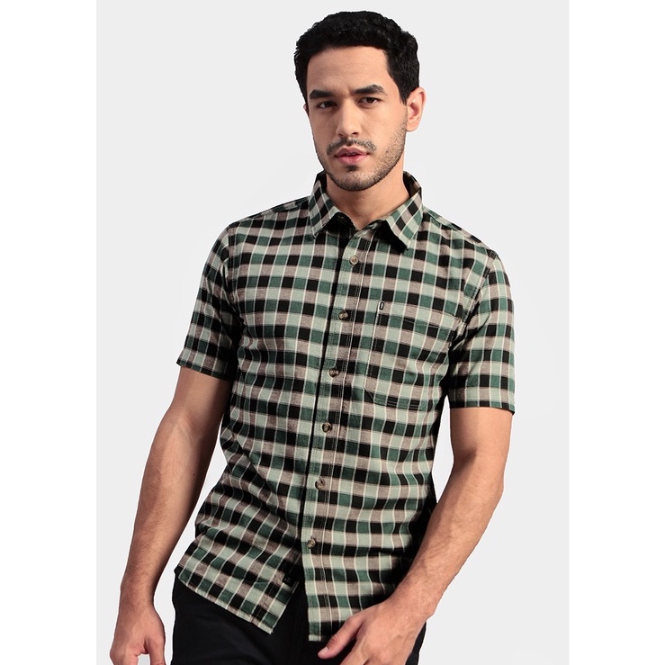 KEMEJA LENGAN PENDEK MGEE ALTO C093 - GREEN - KEMEJA KOTAK KOTAK