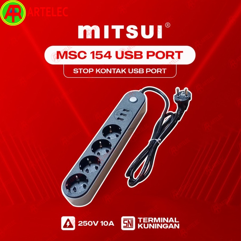 Colokan listrik Mitsui MSC-154-USB | cok sambung | kabel extension