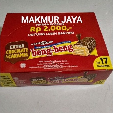 

BENG BENG WAFER CHOCOLATE 25gr (1 KOTAK ISI 17 PCS)