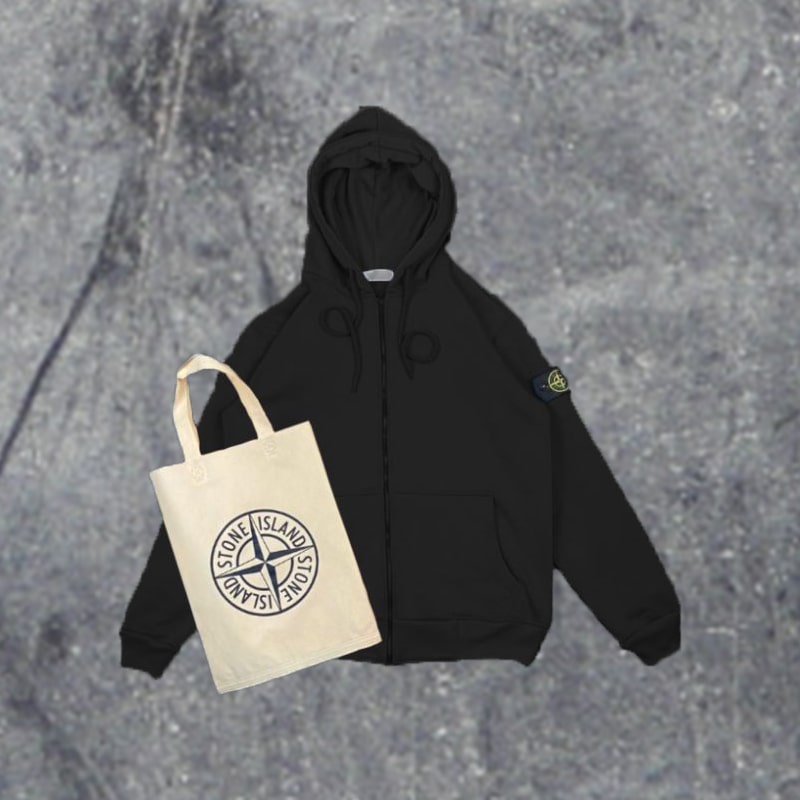 HOODIE ZIPER STONE ISLAND FULL TAG FREE TOTEAG