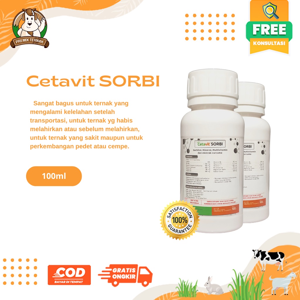 CETAVIT SORBI 100ml - Vitamin ATP Penambah Stamina Ternak Sapi Kambing Domba Ayam