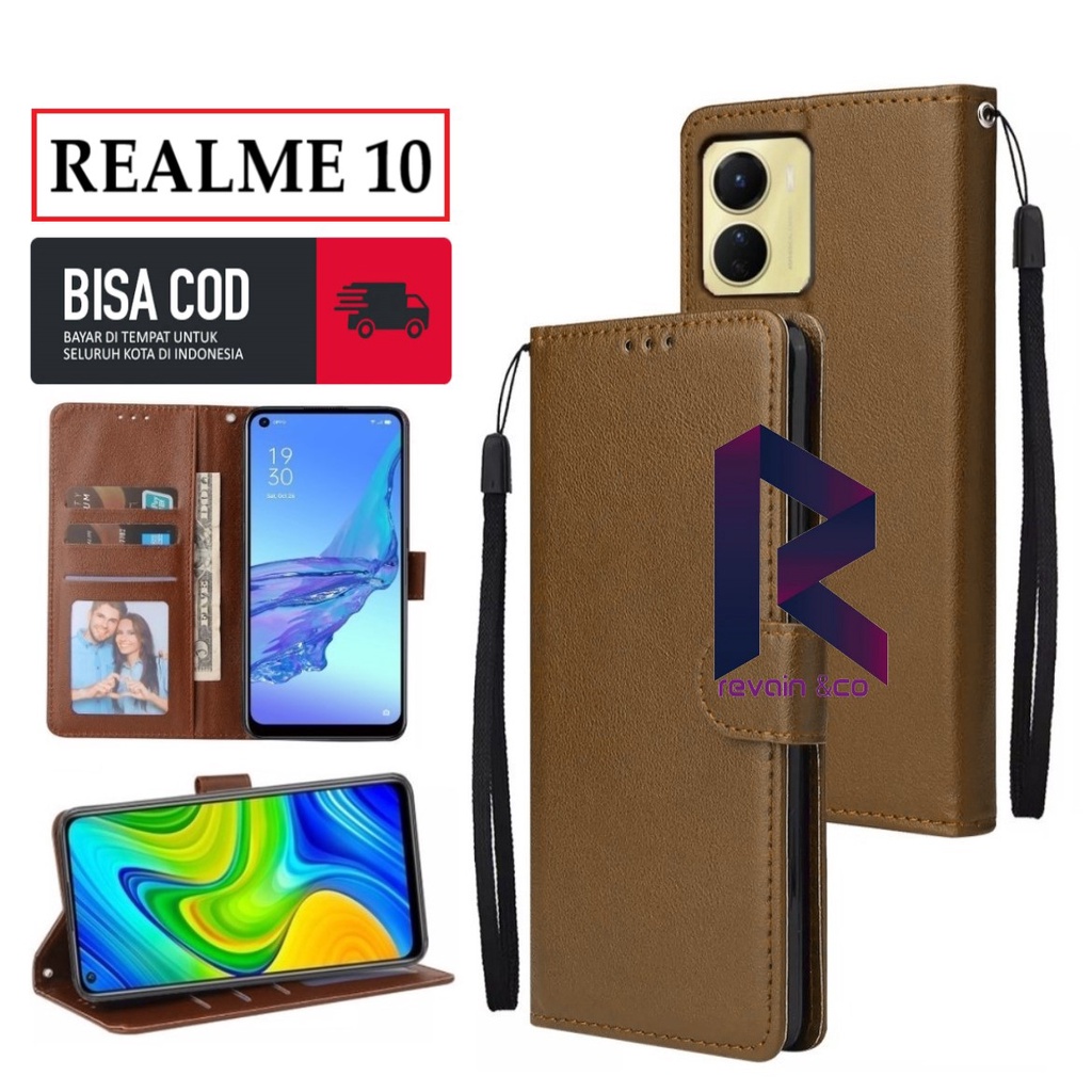 FLIP COVER NEW REALME 10 2022 FLIP WALLET LEATHER KULIT PREMIUM SARUNG BUKA TUTUP KESING HP FLIP CASE REALME 10 2022