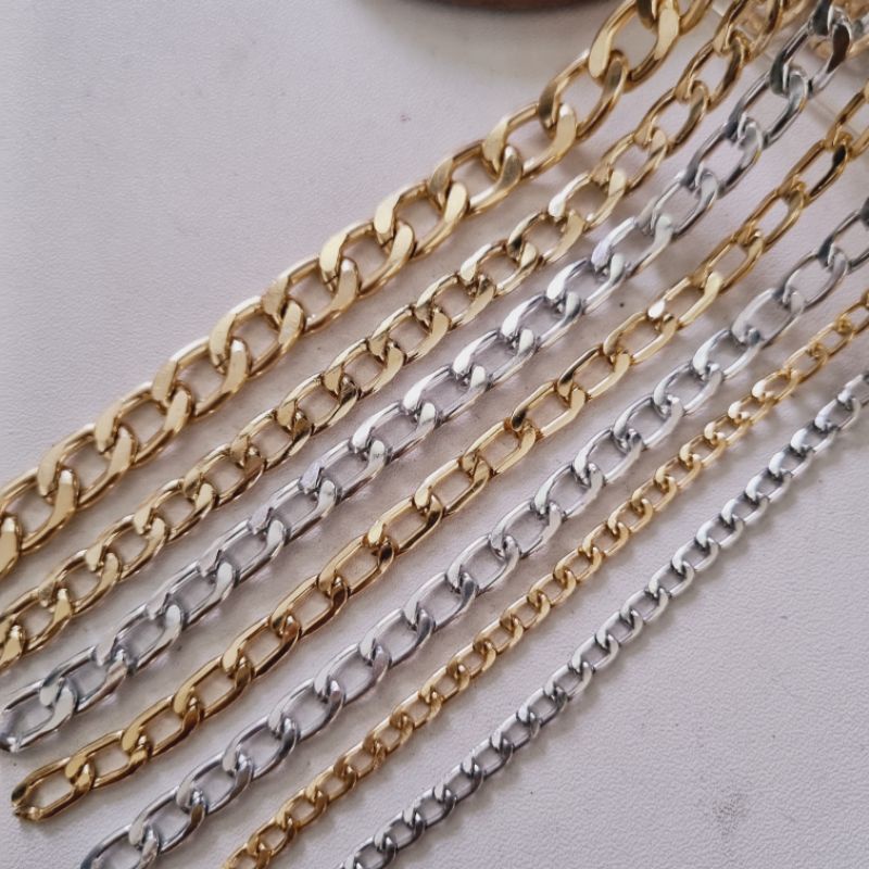 (Meteran) NK Rantai Titanium Stainless Steel Rantai Kalung Meteran Anti Karat