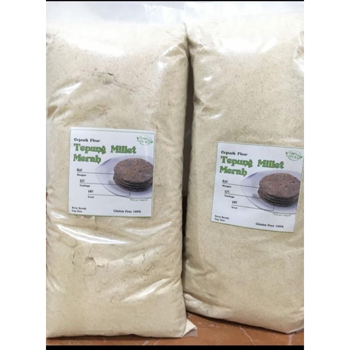 

Tepung Millet Merah Organik 1Kg Gluten Free Tinggi Protein Rendah Gula