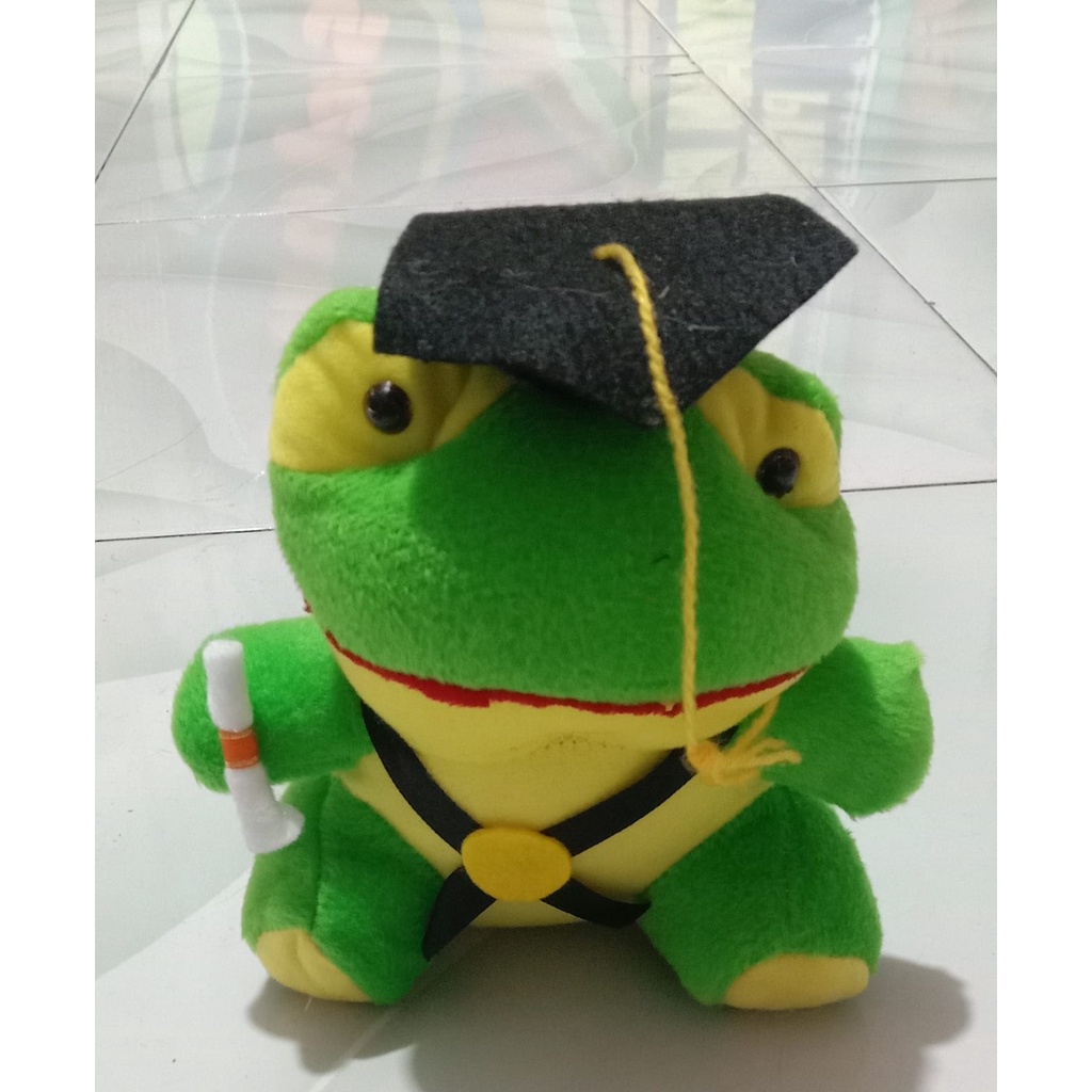 Boneka wisuda katak