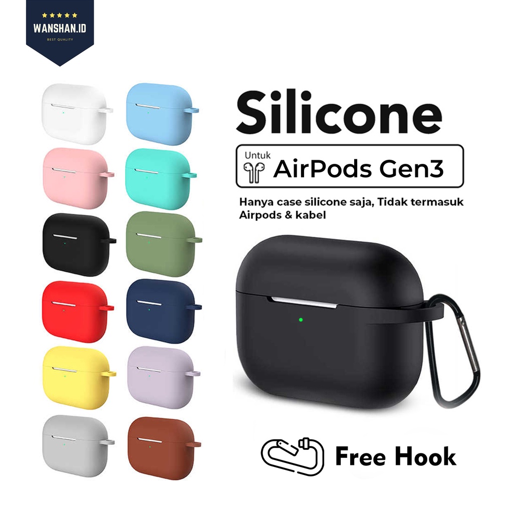 [ws] Case / Casing MB_Pods 3rd Generation (Premium Silicone Softcase + Free Hook)