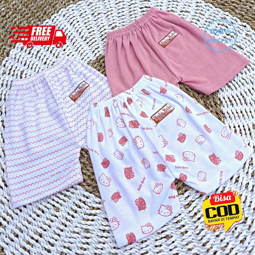 SALE 7.7 Serian Dusty - 3 pcs Celana Pendek Bayi Baru Lahir 0 - 3 Bulan Pink Dusty Series merk SNI Bolo - Bolo