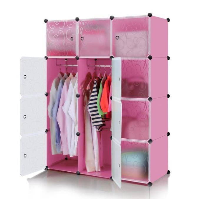 

Lemari pakaian plastik lemari baju anak rak serbaguna susun 12 pintu stock ready