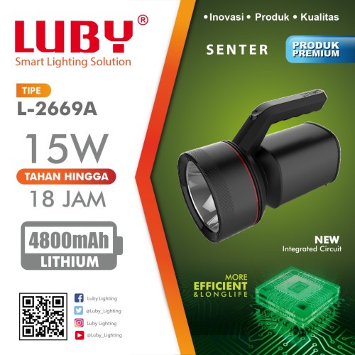 BAYAR DITEMPAT - Senter Cas Luby L-2669A - Luby Lampu Senter LED Emergency Super Terang L-2669A LED 