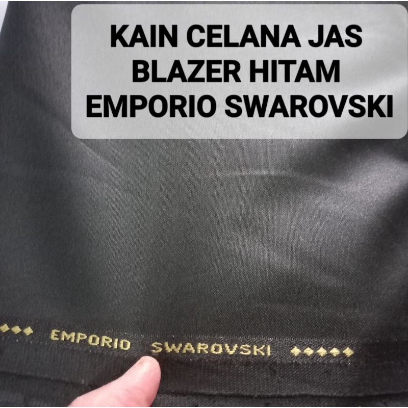 bahan kain celana baju jas meteran EMPORIO SWAROVSKI HITAM BIRU NAVY BLUE BLACK 500s wool halus