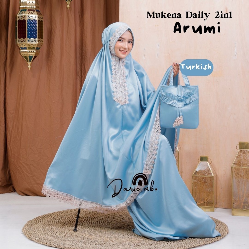 Mukena Dewasa 2in1 Sutra Velvet  Arumi Series dengan Renda Mewah dan Tas cantik