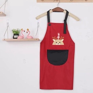 LT- [ MOTIF RUSA / KELINCI ] Celemek Masak Dapur Oxford Cloth Apron KOREA