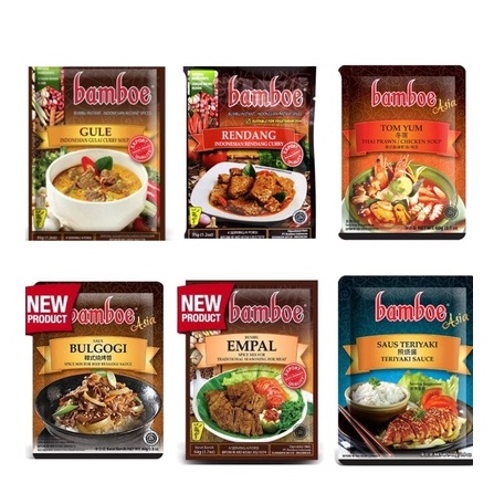 Bamboe Bumbu Racik / Bumbu Masak Instant 35gr Rasa Tom Yum, Gule, Rendang, Empal, Bulgogi, Teriyaki