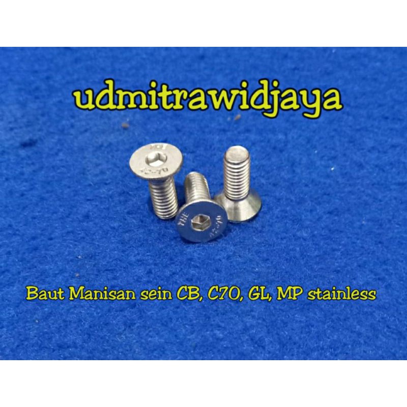 Baut L stainless pemanis manisan sein honda CB C70 1PCS baut manisan reting riting sen CB baut 10an baut anti karat THE A2-70 stainless stell