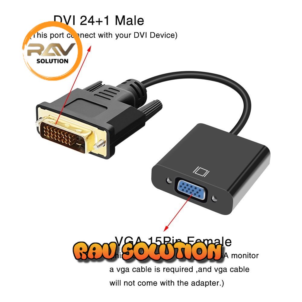 CONVERTER AKTIF DVI D 24+1 MALE DUAL LINK TO VGA FEMALE / ADAPTER