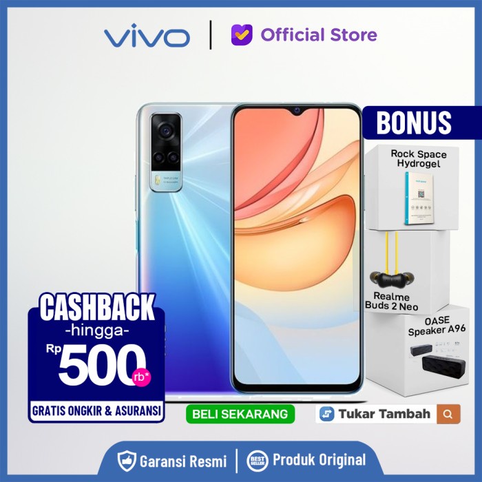 Vivo Y53s 8/128GB NFC Garansi Resmi Vivo Y53 S 8 GB 128 GB - Deep Sea