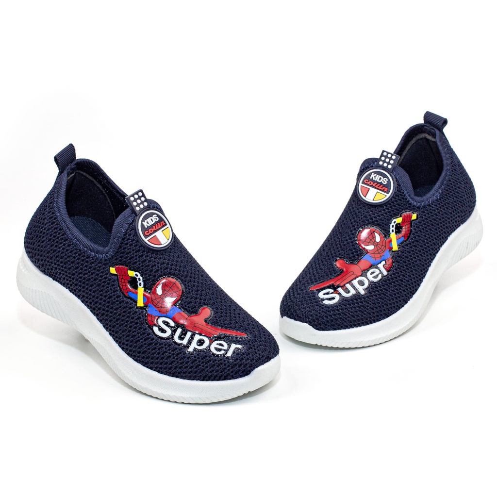 Sneakers Slip On Anak Anak Tanggung Tanpa Tali Motif Spider E100