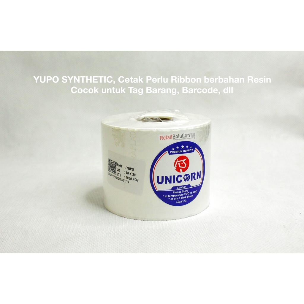 Stiker Label Barcode YUPO Synthetic - 60x30 mm / 60x30mm / 6x3 CM