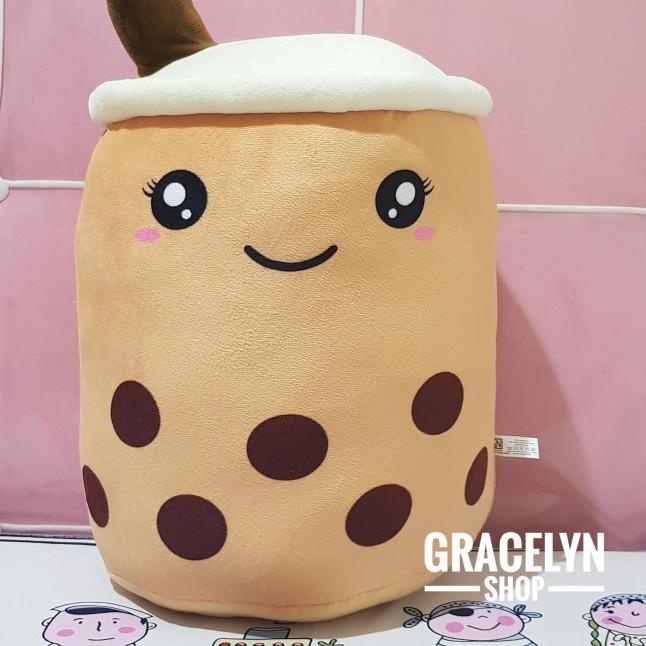 Boneka bantal boba milk tea brown sugar JUMBO - Brown Sugar