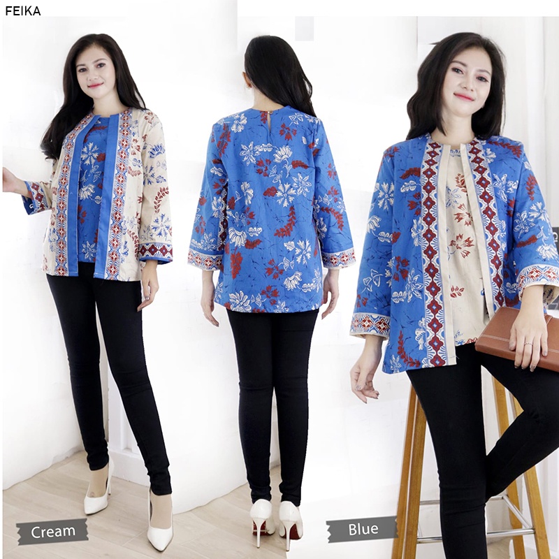 Evercloth Feika Atasan Batik Wanita Atasan Wanita Blouse Batik Wanita