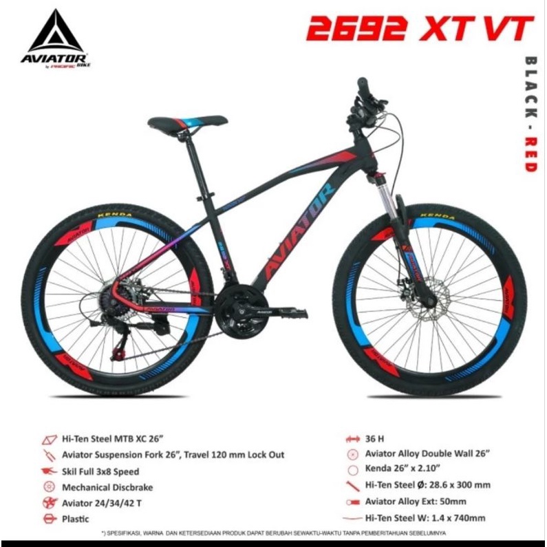 Sepeda Gunung MTB 26 inch Aviator 2692 XT VT