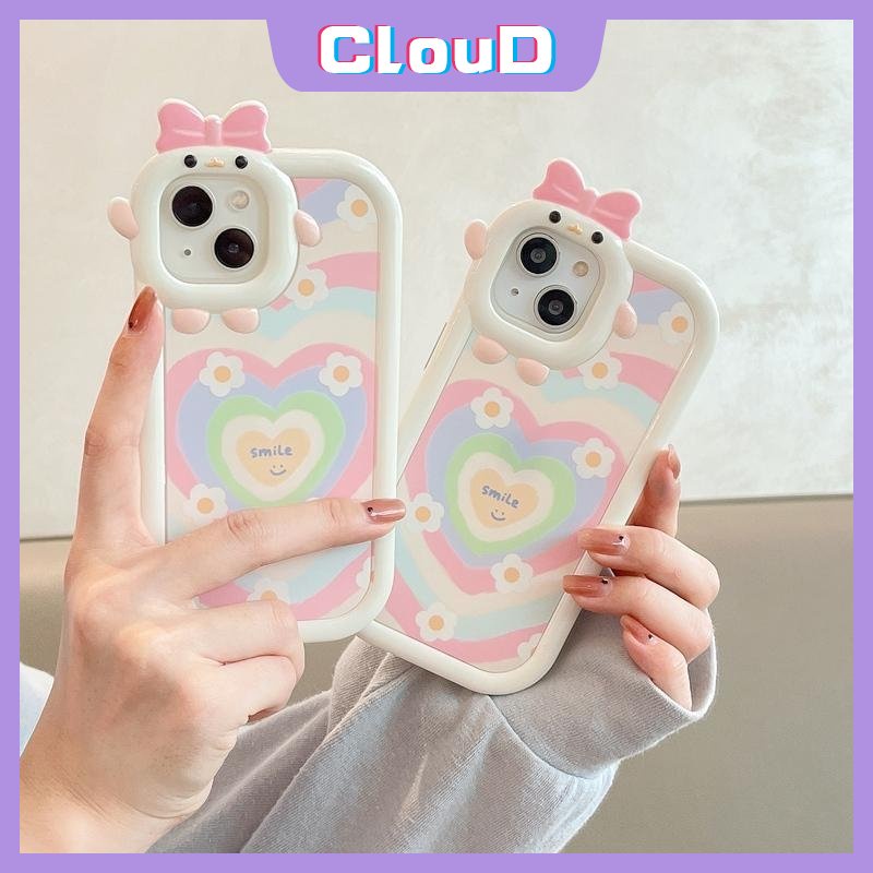 Soft Case Motif Hati 3D Untuk iPhone 11 7Plus 6Plus 13 12 11 14 Pro Max XR X XS Max 7 8 6 6s 14 Plus SE 2020