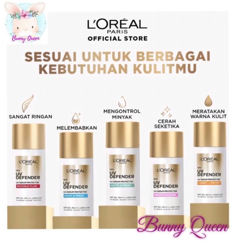 L'oreal Loreal Paris UV Defender Serum Protector Sunscreen Bright Correct Matte Moist Fresh Invisibl