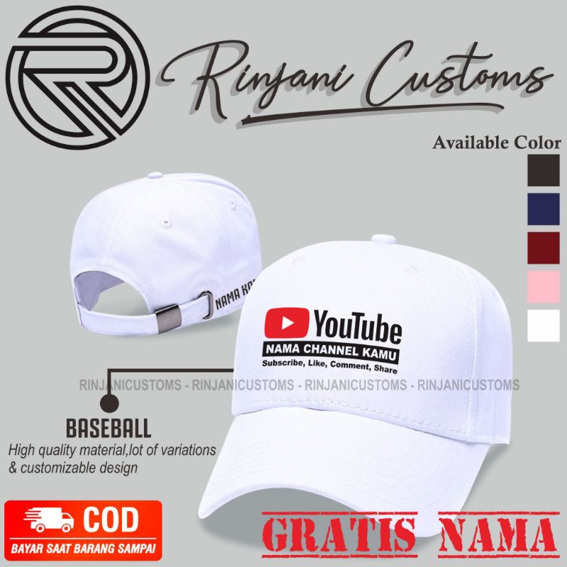 TOPI BASEBALL CHANEL YOUTUBE GRATIS NAMA CHANEL KAMU-TOPI  CHANEL YOUTUBE