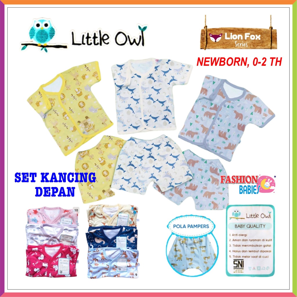 LITTLE OWL - BABY SET | SETELAN BAYI KANCING PENDEK MIRIP VELVET ❤ Fashionbabies ❤