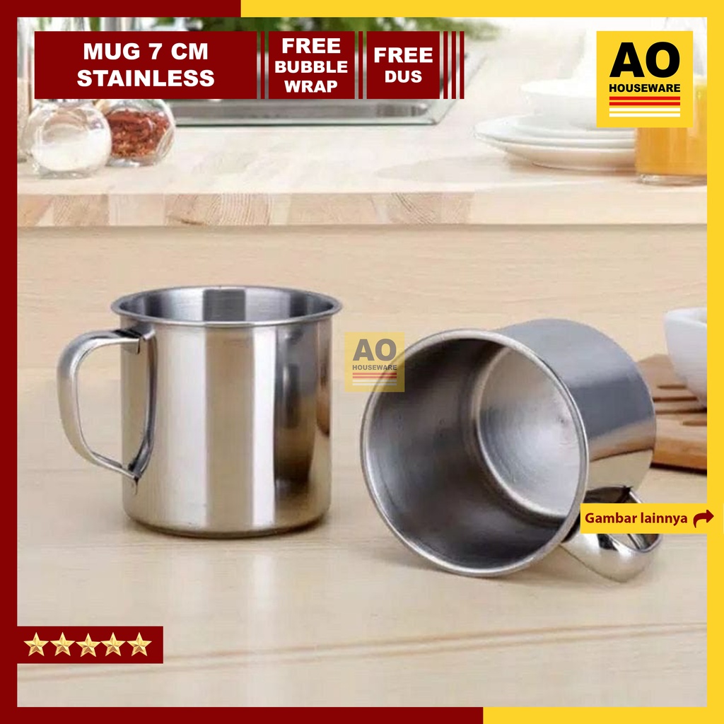 Mug Gelas Cangkir Kopi Stainless 7 cm Termurah