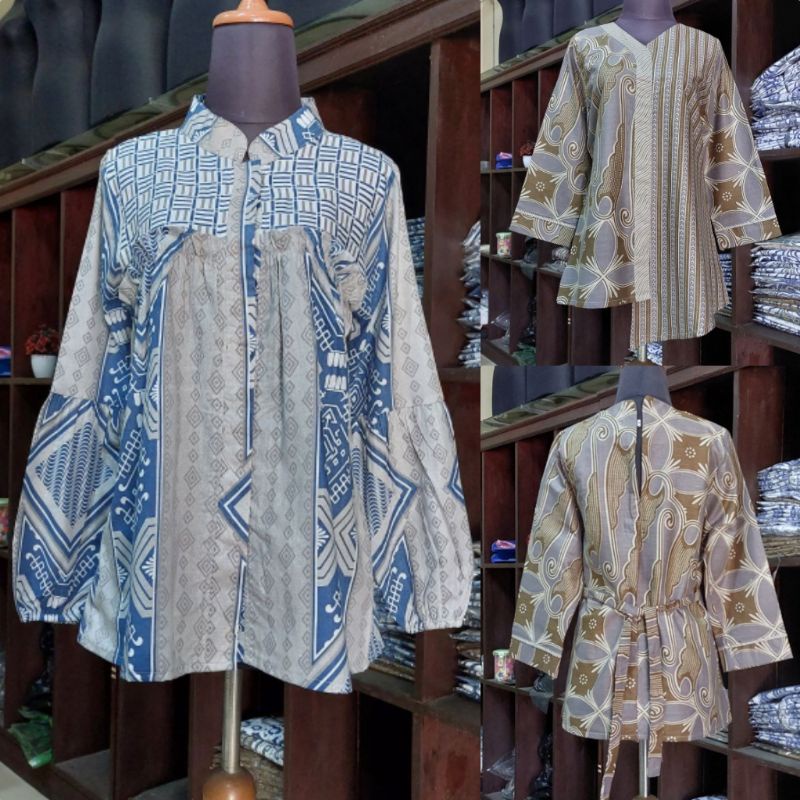 tey-17 Batik wanita ASJ SA HRB026 Kenongo Kemeja Tosca Pendek