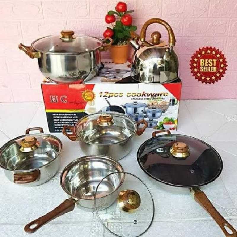 PANCI SET 12PCS HC COOKWARE 12PCS GAGANG KAYU