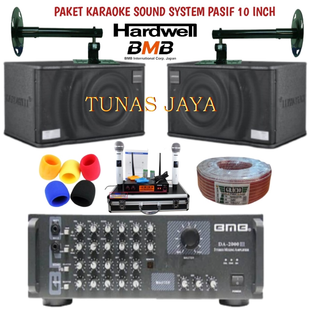 paket karaoke speaker pasif hardwell pmr10 +BMB DA 2000 III original plus mic wireless shure URD11 d