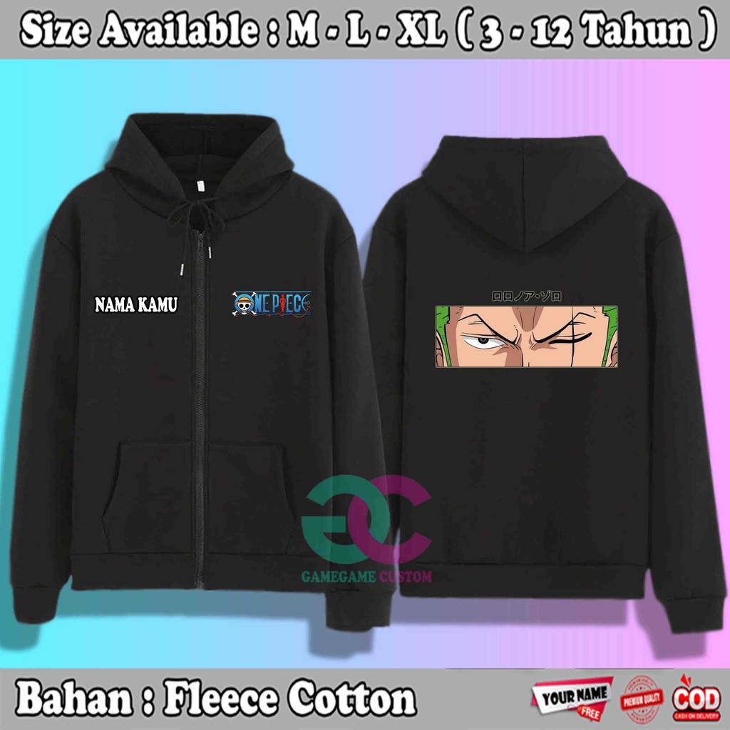 Jaket Zipper Anak Laki Laki Roronoa Zoro / Sweater Anak Anime One Piece 375