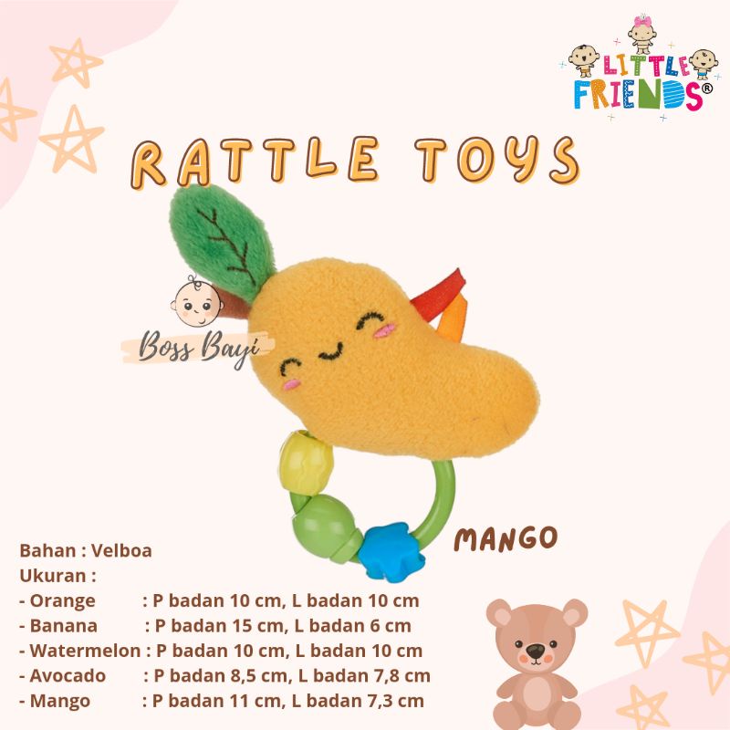 LITTLE FRIENDS Rattle Toys Fruits / Mainan Genggam Bayi Anak Bentuk Buah