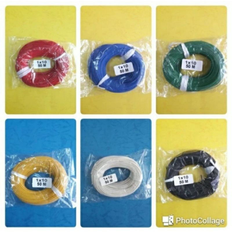 kabel 1x10 serabut tembaga 1rol panjang 50meter ada 6warna pilihan